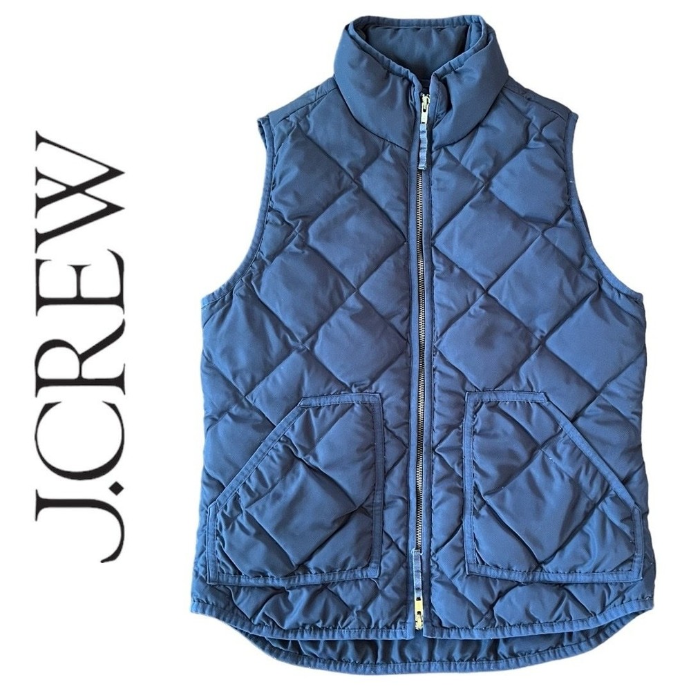 J.Crew Women's Excursion Quilted Vest Navy with Pockets Size X-Small